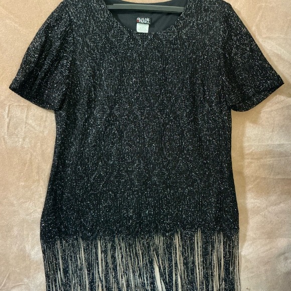 Sparkly Black Fringe Dress Mini Party‎ Clubwear Women's - Picture 5 of 11